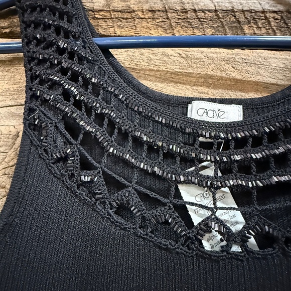 NWT Cache tank top with beaded trim, black, SX - Picture 2 of 7